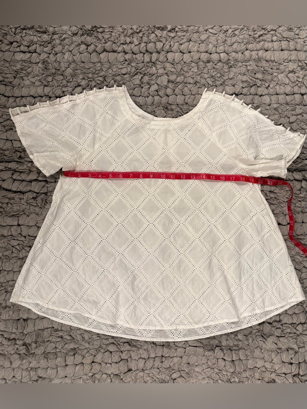 Madewell White Embroidered Lattice Eyelet Short-Sleeve Top - 100% cotton - Picture 4 of 6